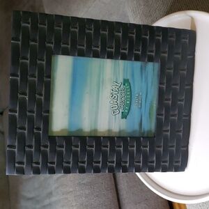 Coastal Decor Navy Basket Weave Picture Photo Frame NEW Hang or Sit on Table